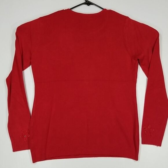 Lemon Curve Sweater Women's 2XL Long Sleeve Beaded Design Red Cotton Blend - Picture 7 of 11